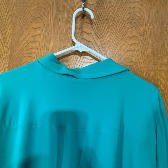 Women with Control Green/Teal Tunic/Dress 3/4 Sleeve Notched Collar - Picture 3 of 12